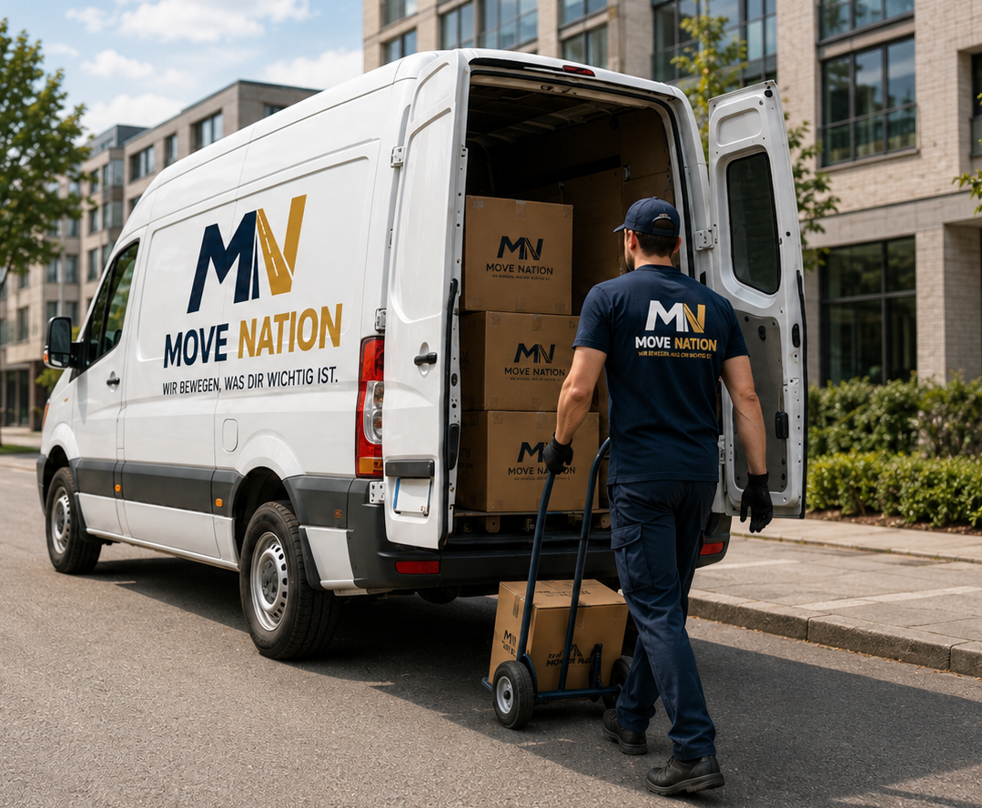 Move-Nation-Fahrzeug beim Beladen (KI-generiert)