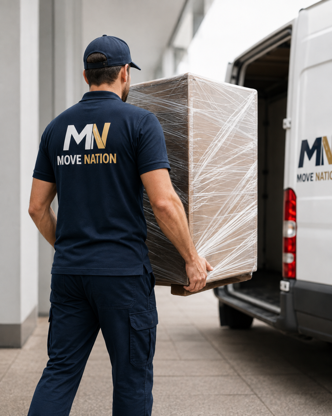 Sorgfältiges Verpacken von Möbeln (KI-generiert)